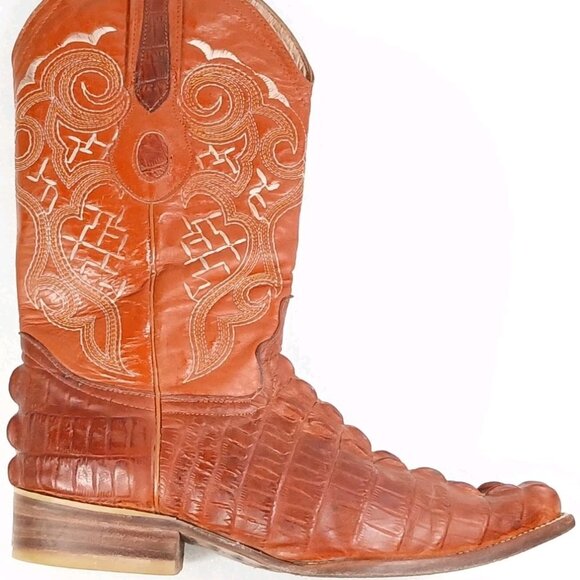 Borrego Caiman Belly Cowboy Boots MX 25.5 / US 8.5 Exotic Western VGUC - Picture 1 of 16